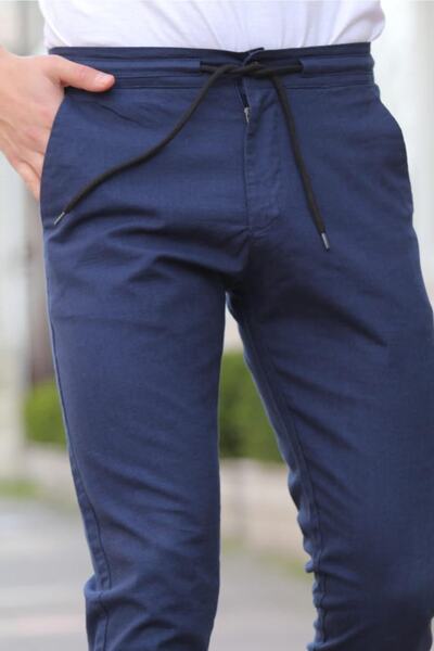 COOL TARZ Lacivert Erkek Eganis Ipli Jogger Düğmeli Kumaş Pantolon-jggrkmpnt01r0332