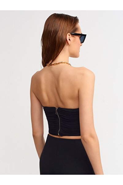 Dilvin 20132 Detailní tyl bez ramínek Bustier-černý