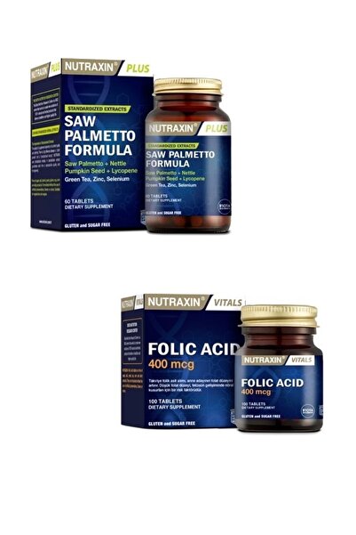 Nutraxin Saw Palmetto Formula 60 Tablet + Folik Asit Takviyesi 400 Mcg 100 Ta...