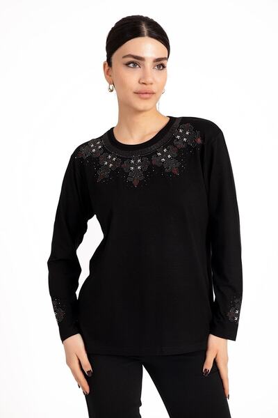 Nacar Anneler Günükadın Orta Yaş Ve Üzeri Likralı Kanaviçe Işlemeli Anne Penye Bluz