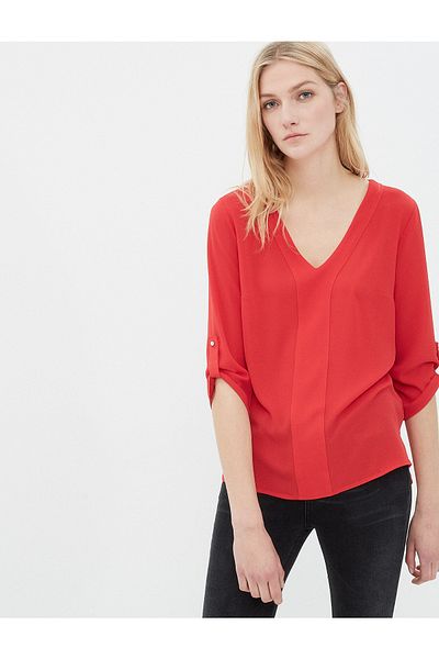 Koton Women's Red Blouse 7YAK62581UW