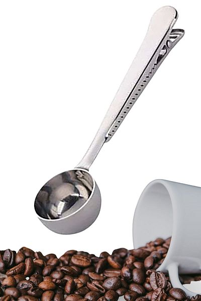 Buffer ® Coffee Measuring Spoon with Latch Silver Multifunctional Stainless Steel Spoon