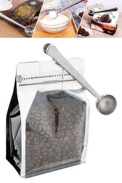 Buffer ® Coffee Measuring Spoon with Latch Silver Multifunctional Stainless Steel Spoon