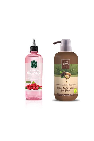 Eyüp Sabri Tuncer Raspberry Vinegar & Hair Tonic 500 ml and Natural Argan Oil Shampoo 600 ml