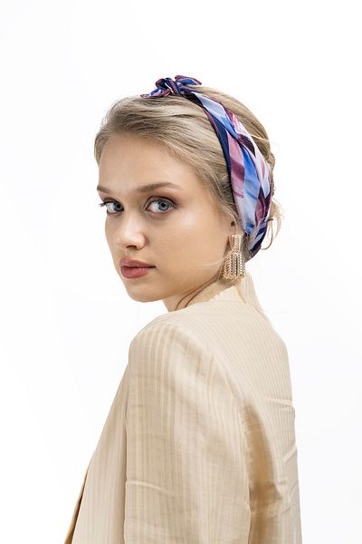 Sarar Women's Pearl Silk Patterned Scarf-bandana
