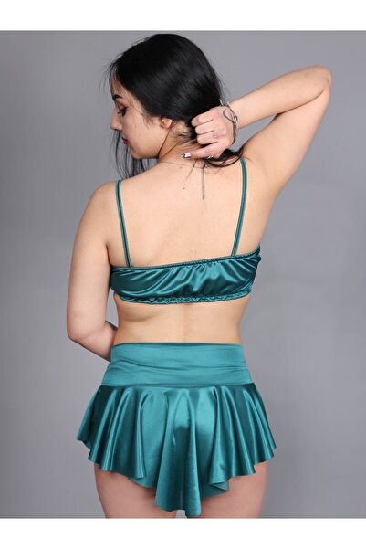 KAYAHAN COLLECTION Şort Etekli Saten Kadın Bikini Takım