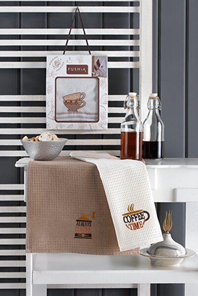 Fushia 2'li Nakışlı Mutfak Havlu Seti 40x60 Cm