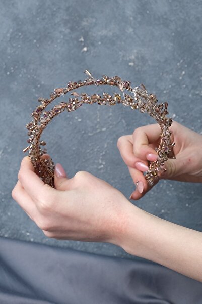 Limelia Κορώνα νυφικής χάντρας με διπλή σειρά χάντρες Rose Talya