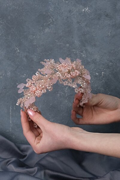 Limelia Accesoriu pentru păr cu coroană de henna de mireasă cu mărgele de per...