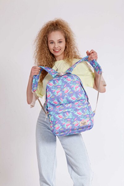KAUKKO Nature Okul Çantası 41x24x18 Flamingo Aloha (k1316)