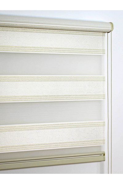 buperde White Gold Glitter Pleated Pleated Zebra Roller Blinds