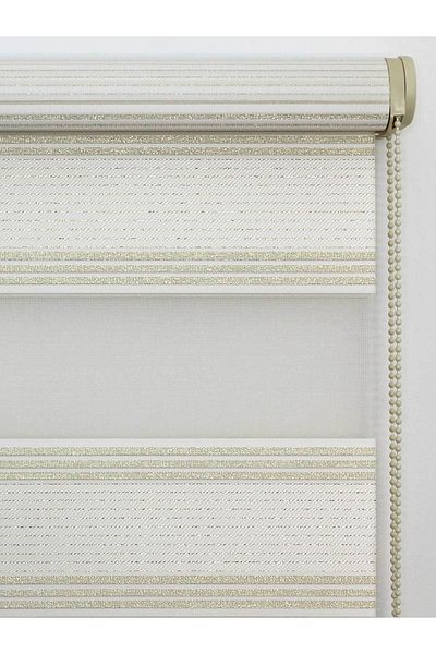 buperde White Gold Glitter Pleated Pleated Zebra Roller Blinds