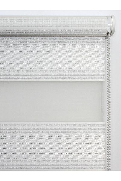 buperde White Silver Glitter Pleated Pleated Zebra Roller Blinds