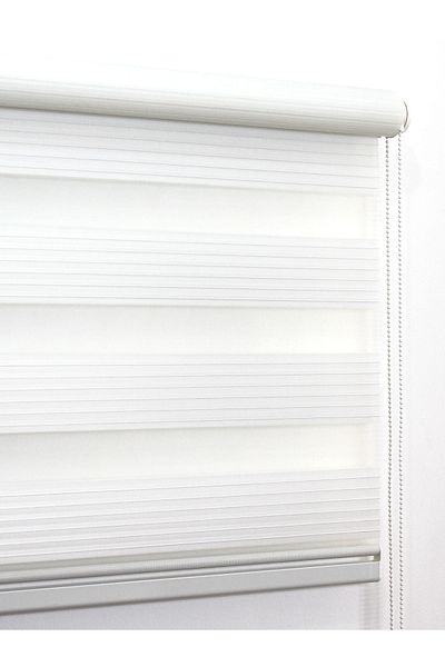 buperde White Narrow Pleated Pleated Zebra Roller Blind