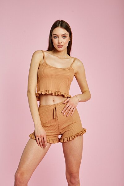 MEECY Set pijamale cu curea de nurcă pentru femei