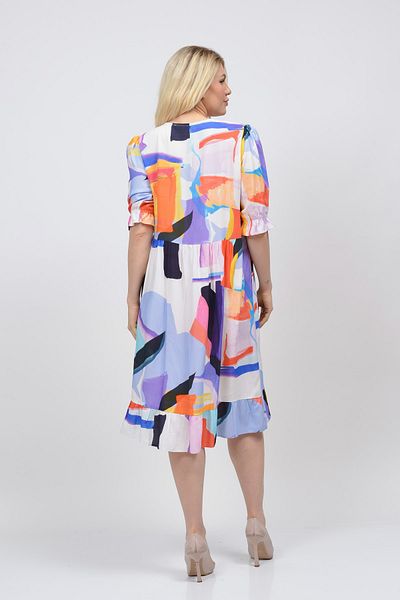 TUSSE Rochie din bumbac cu modele colorate marimi mari - maneci elastice