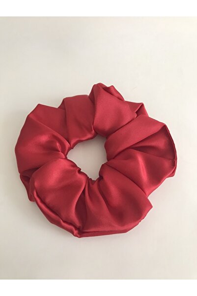 PratikDikisco Kadın Kırmızı Saten Scrunchie Simit Toka