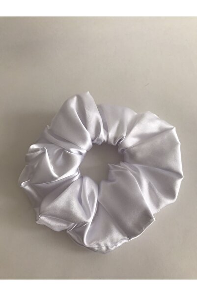 PratikDikisco Scrunchie alb din satin pentru femei, cu cataramă Simit