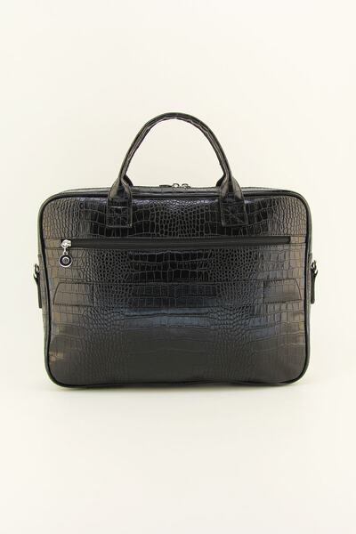 HNB حقيبة لاب توب تمساح مقاس 15 و15.6 بوصة باللون الأسود للجنسين