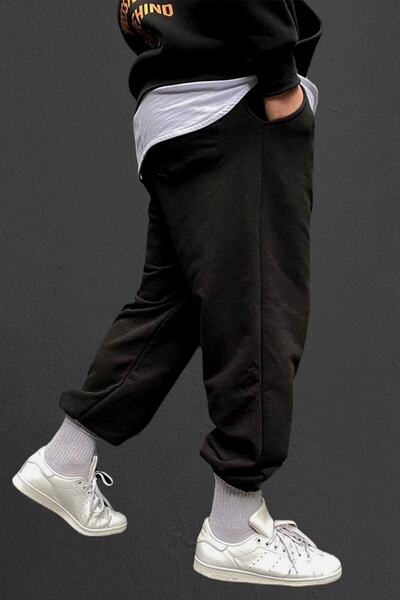 ROLLIE Erkek Siyah Oversize Eşofman Altı Büyük Beden