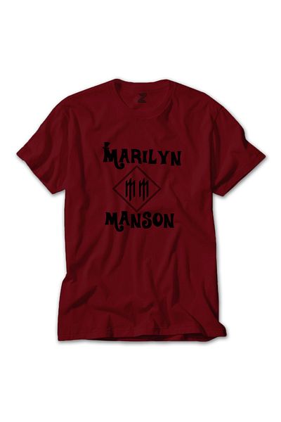Z zepplin Marilyn Manson Text Grey T-Shirt Κόκκινο T-Shirt