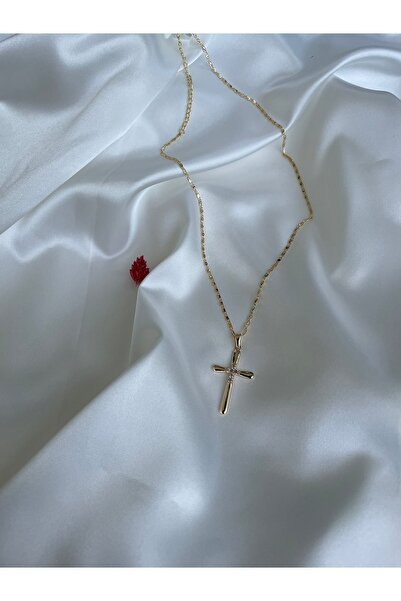 Nerissa Aksesuar Zirkon Taşlı Çelik Haç Kolye