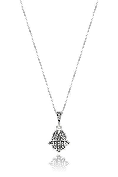 Aykat Fatma Ana Eli Telkari Gümüş Kolye Oksitli Model 925 Ayar Uc-330