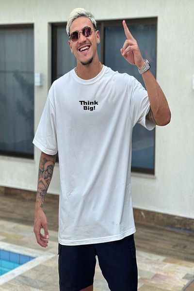 Buğraterzimoda Tricou Oversize Think Big alb