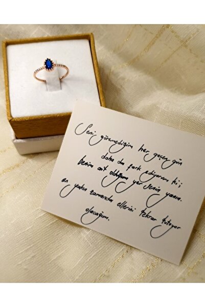Soprano Silver Safir Taşlı Damla Yüzük 925 Ayar Gümüş