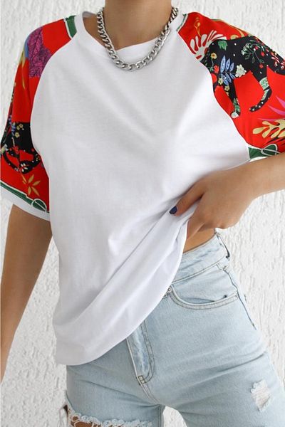 FEMELLE Tricou de damă din bumbac cu detaliu pe umeri