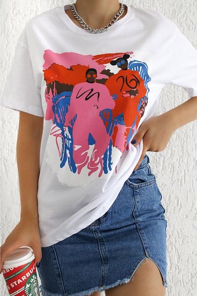 FEMELLE Tricou alb imprimat