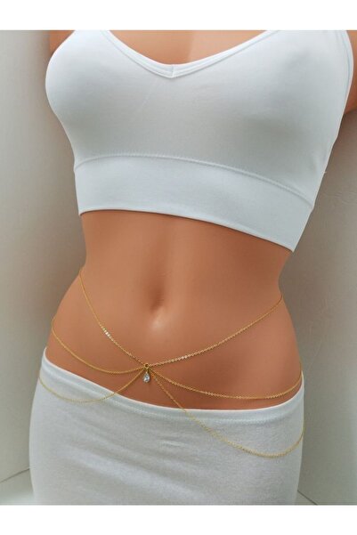 imperial accessories Taşlı Gold Bel Aksesuarı
