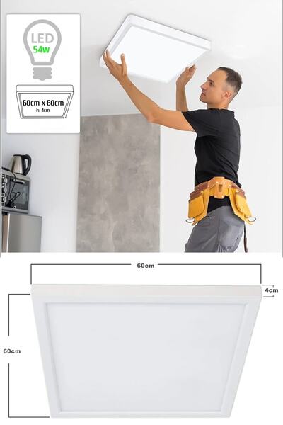 Gökyüzü Panel Wc Avize-60x60-54w-led-armatür-banyo-aydınlatma-desenli-panel-tuvalet-lamba-ıp55-su Almaz