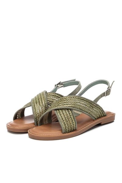 XTI Sandalette - Khaki - Flacher Absatz