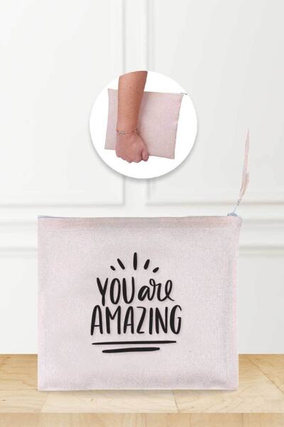 Gizeo Concept Ленена чантичка за грим „Ти си невероятна“ с шарки