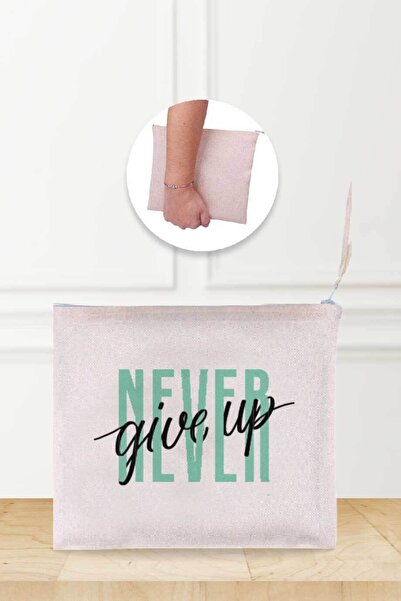 Gizeo Concept Never Give Up Patterned Linen Makeup Bag