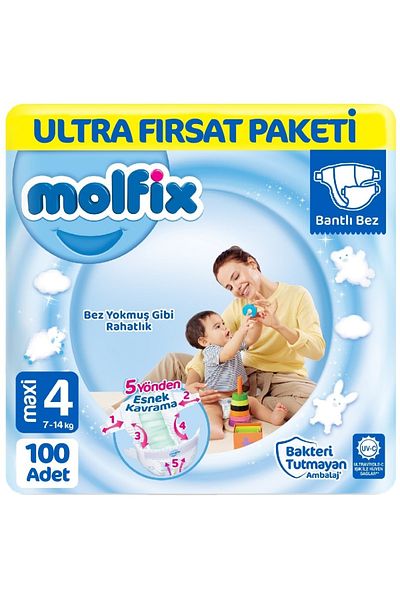 Molfix Baby Diapers Size 4 Ultra Opportunity Pack 100 Pieces