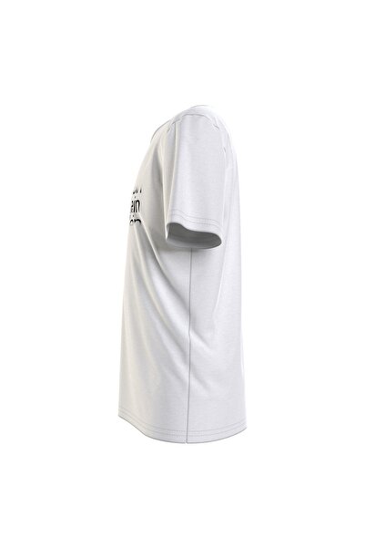 Calvin Klein Ib0ıb01216-ınst. Cut Off Logo T-s Bisiklet Yaka Normal Kalıp Düz Beyaz Erkek Çocuk T