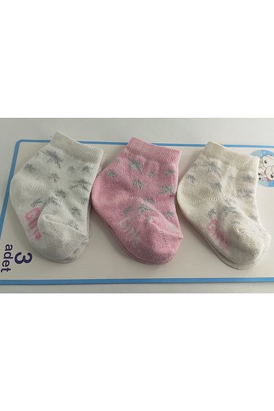Akface Glitter Patterned 3-Piece Baby Socks Newborn
