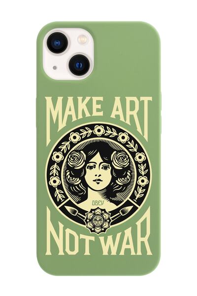 shoptocase Iphone 13 Uyumlu Make Art Not War Tasarımlı Lasman Telefon Kılıfı