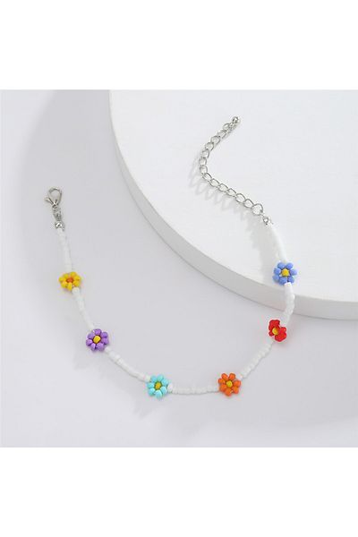 İPAR AKSESUAR White Sand Bead Colorful Daisy Hal Hal
