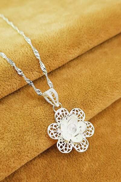 Güzel Gümüşçülük 925 Ayar Gümüş El Işi Midyat Telkari Trend Model Kadın Kolye