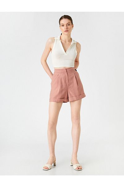Koton Mini Shorts Pleated Pocket High Waist