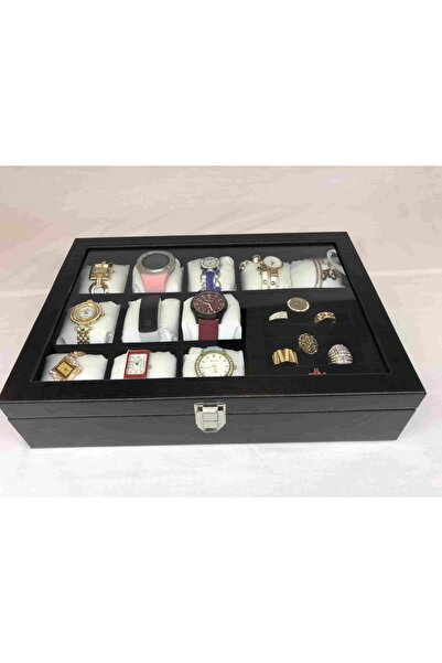 Kelepir Fırsatlar Wristwatch And Ziynet Jewelry Ring Necklace Bracelet Box Decorative Stylish Glass Cover Leather Box