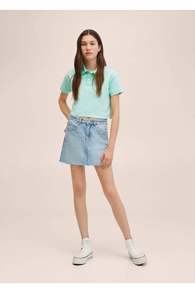 Mango Teen Βαμβακερό κοντό μπλουζάκι πόλο