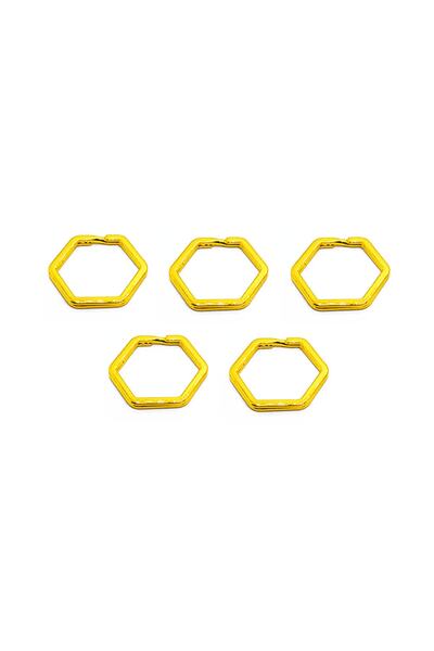 Getshopmini Μπρελόκ με δαχτυλίδι χωρίς αλυσίδα Εξάγωνο Χρυσό 5 Τεμάχια