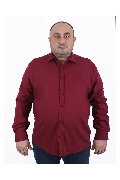 Starbattal Ανδρικό μακρυμάνικο λινό πουκάμισο Plum 22308