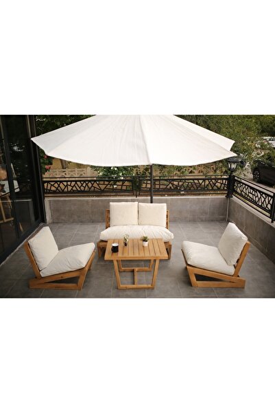 LALEYLA Gardenlove Ahşap Bahçe Balkon Koltuk Takımı Bahçe Mobilyası 1 Adet Ik...