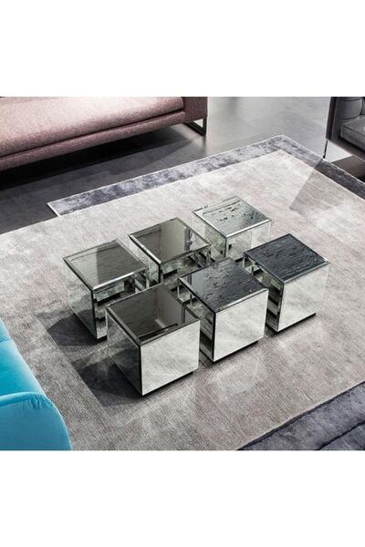 LUXURY VİLLA Luxury Normal Aynalı Lego Orta Sehpa 80x120 1 Adet Ölçüsü 40x40 ...