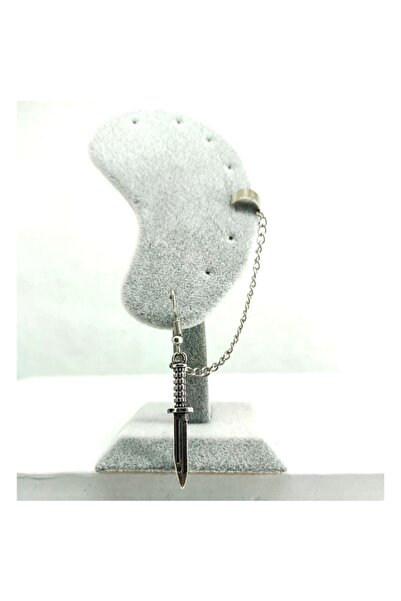 TakıConcept Gümüş Renk Zamak Bıçak Tasarım Earcuff Gotik Küpe